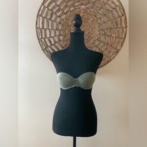 PINK Strapless Olive Green Bra